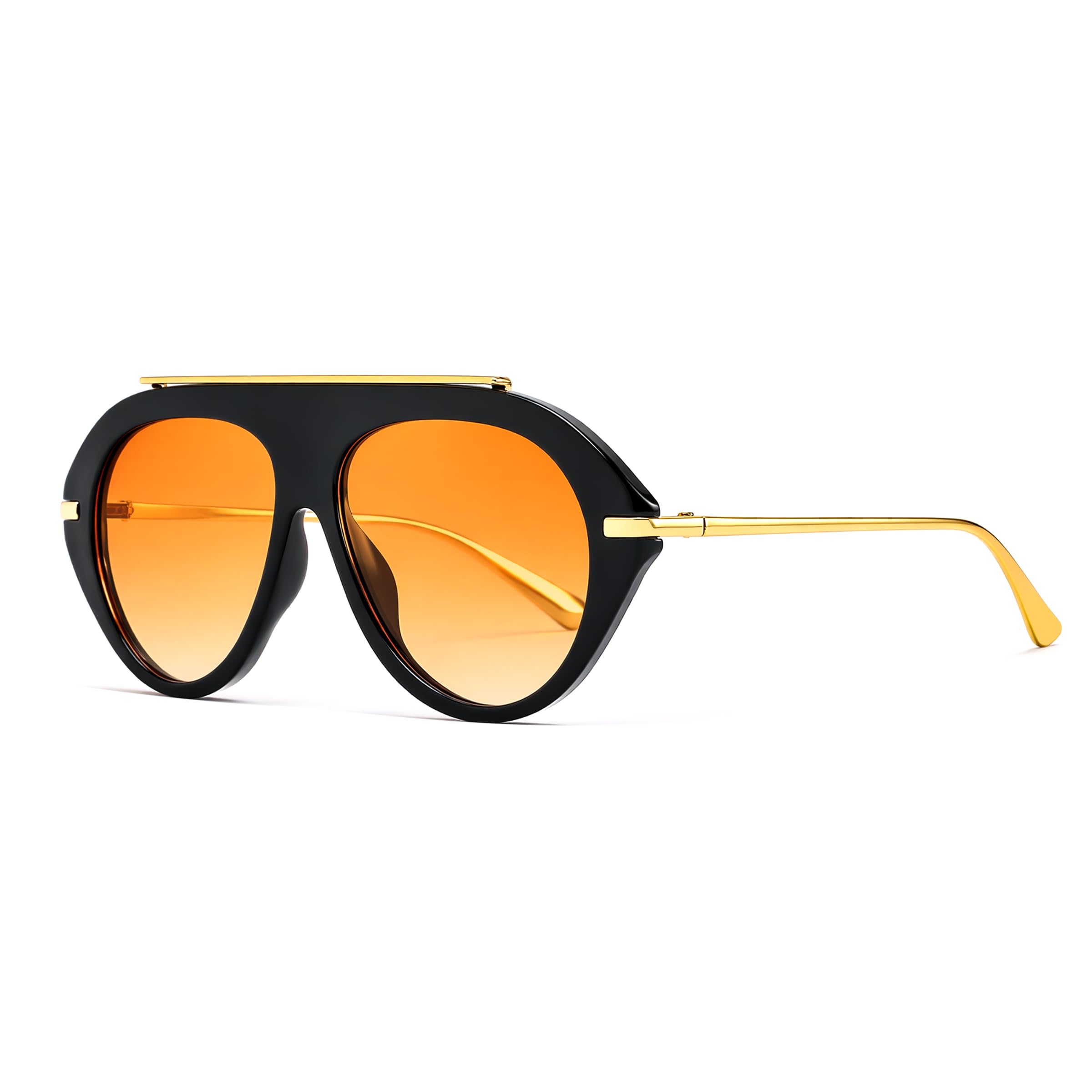 FEISEDY Retro Aviator Sunglasses for Women Men Trendy Oversized 70s Vintage Metal Sun Glasses B0408