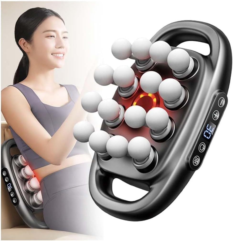 16 Head Massage Gun Deep Tissue.Triple Fusion Massager Cordless Back Massager, Pistola De Masajes Musculares. Needsary 16 Drive 8 Head Massagerr for Hamstring Full Body Muscles (Grey)
