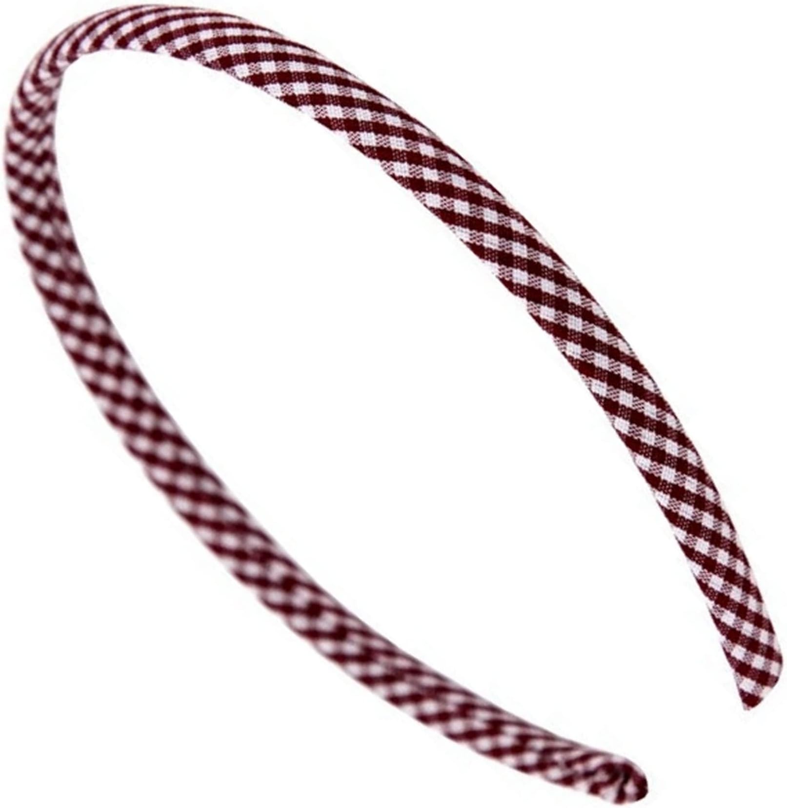 Gingham Hair Accessories for School Alice Band Slim Headband Scrunchy Clips (Burgundy Gingham Slim Alice Headband)
