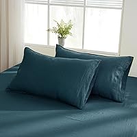 Vista 14 de S VICTORY SYMBOL Fundas de almohada de lino 100% orgánico, 1 par de fundas de almohada de lino natural francés de 20 x 30 pulgadas, color verde