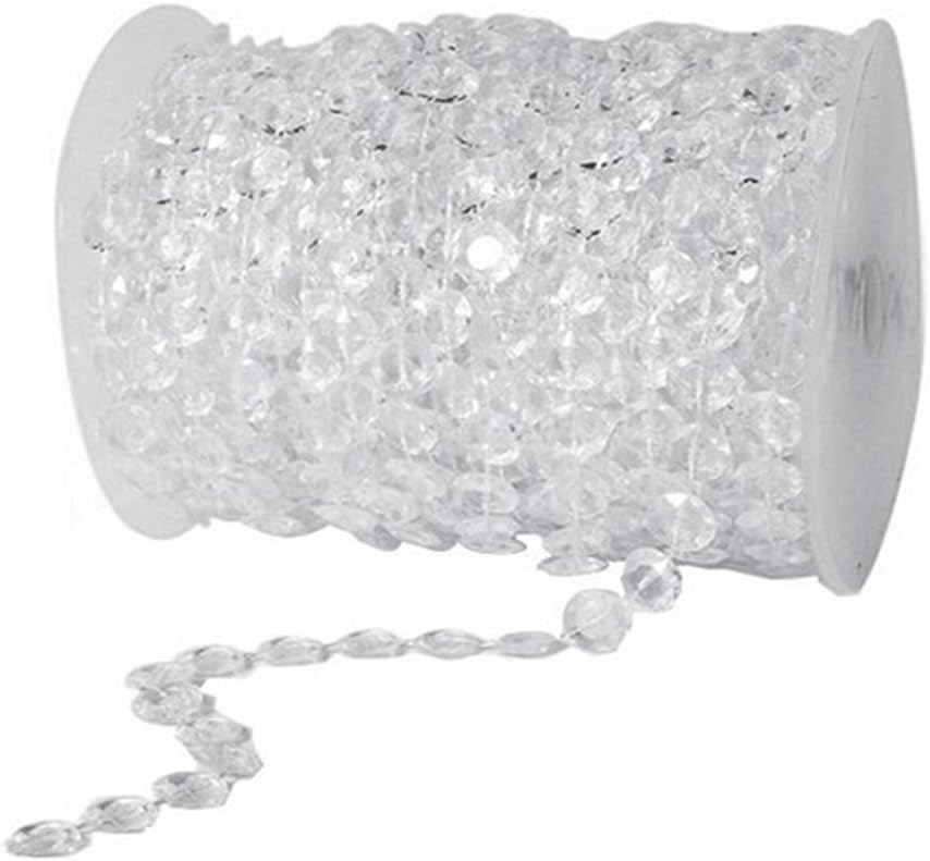 99 ft Clear Crystal Like Beads by The roll for Flowers Wedding Party Decoration (White)