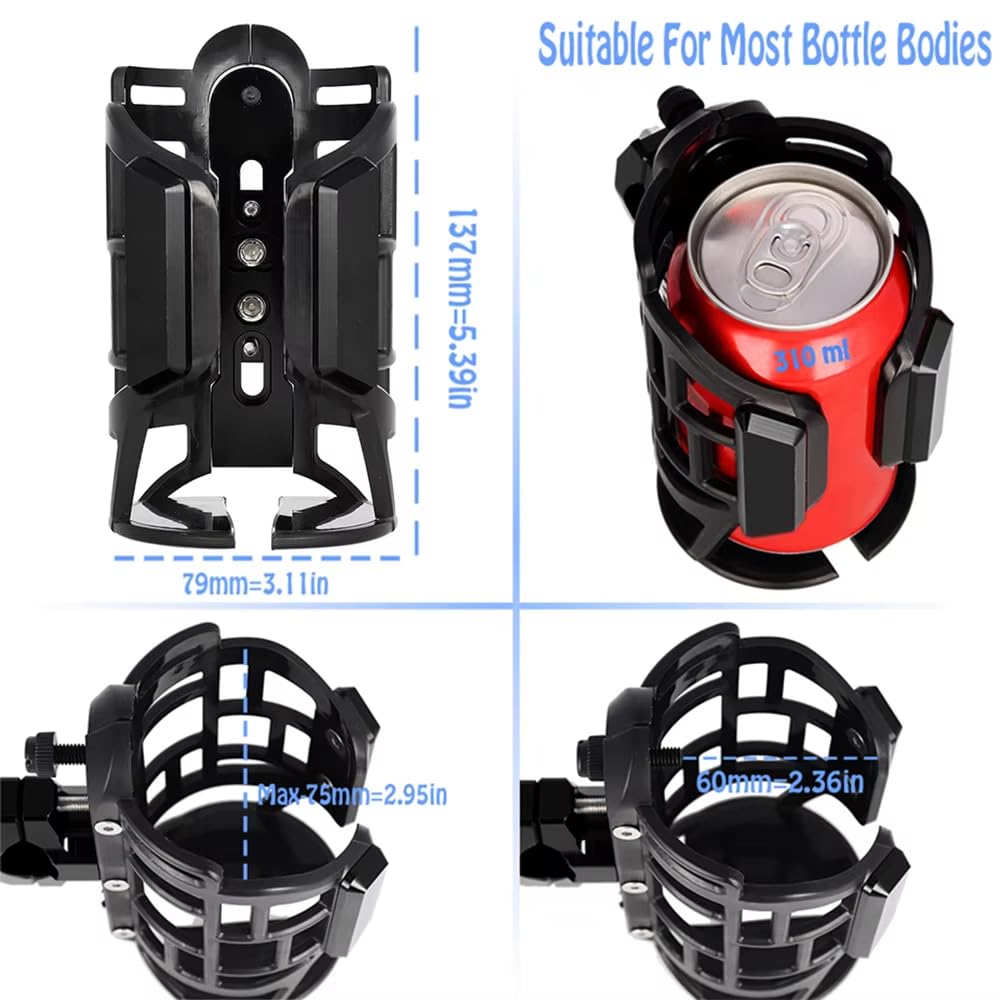 Porte-gobelet Moto pour Honda Africa Twin CRF1000L 1100L, Réglable Porte-Bouteille Guidon Pare-Carters Support Eau Pivotant Fixation,C
