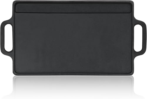 BBQ-Toro Piastra per grigliare in ghisa con maniglie | 40 x 20,5 cm | piastra reversibile, utilizzabile su ambedue le parti | rettangolare, universale e solida - 4