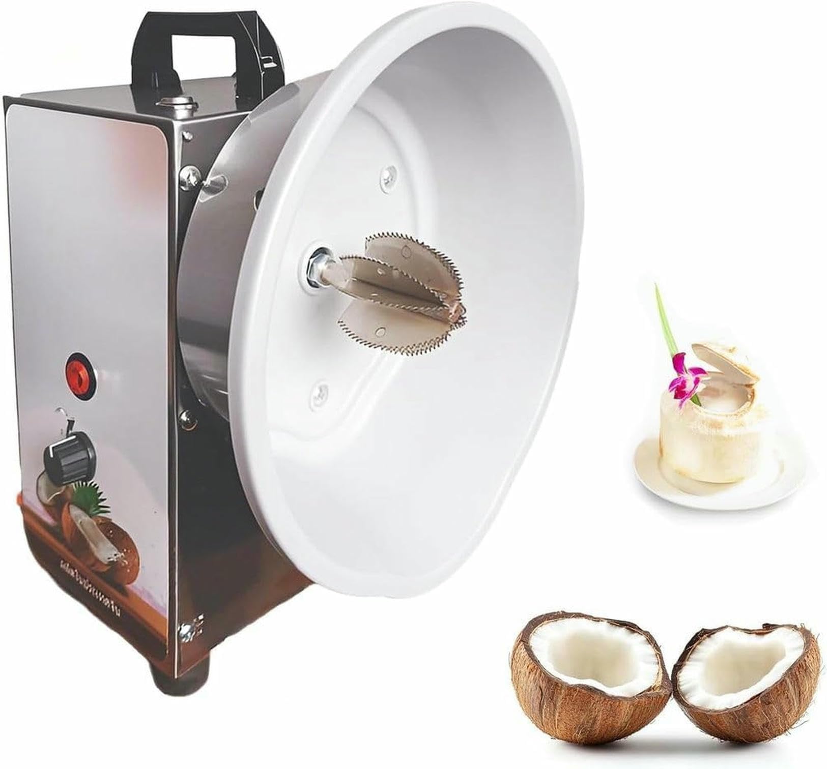 Flakes Vertical Coconut Processing Grinder Shredder w/3 Speeds Adjustable Coconut Scraper Grater Machine Electric Coconut Meat Removal Tool