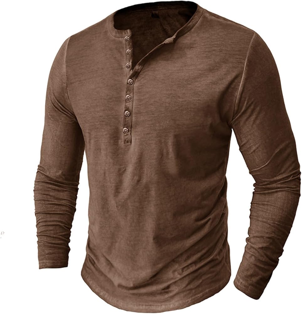 Ekouaer Camisetas De Manga Larga Henley Para Hombre