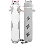 Mewaii 20 Long Cat Plush 5 Sizes, 120% Extra Filling Giant Plushness Kids Body Pillow, Kawaii Cute Grey Cat Stuffed Animals Plushies, Big Long Body Pillow Cat Plush Gift for Girls 20