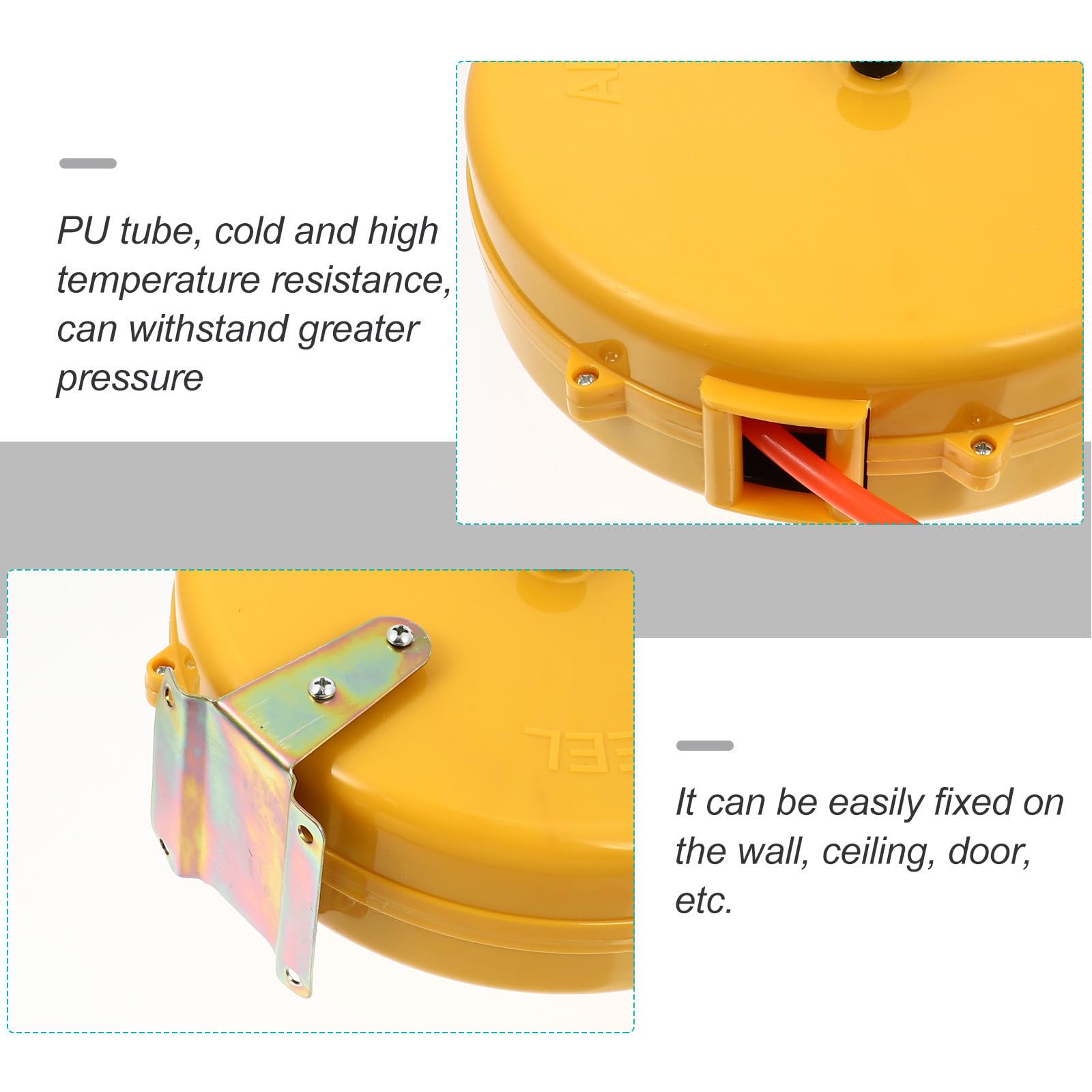 POPETPOP Avvolgitubo Telescopico Struttura Compatta in Abs e Lega 8m Riavvolgimento Automatico Resistente Alta Pressione per Aria Compressa per Officine e Casa