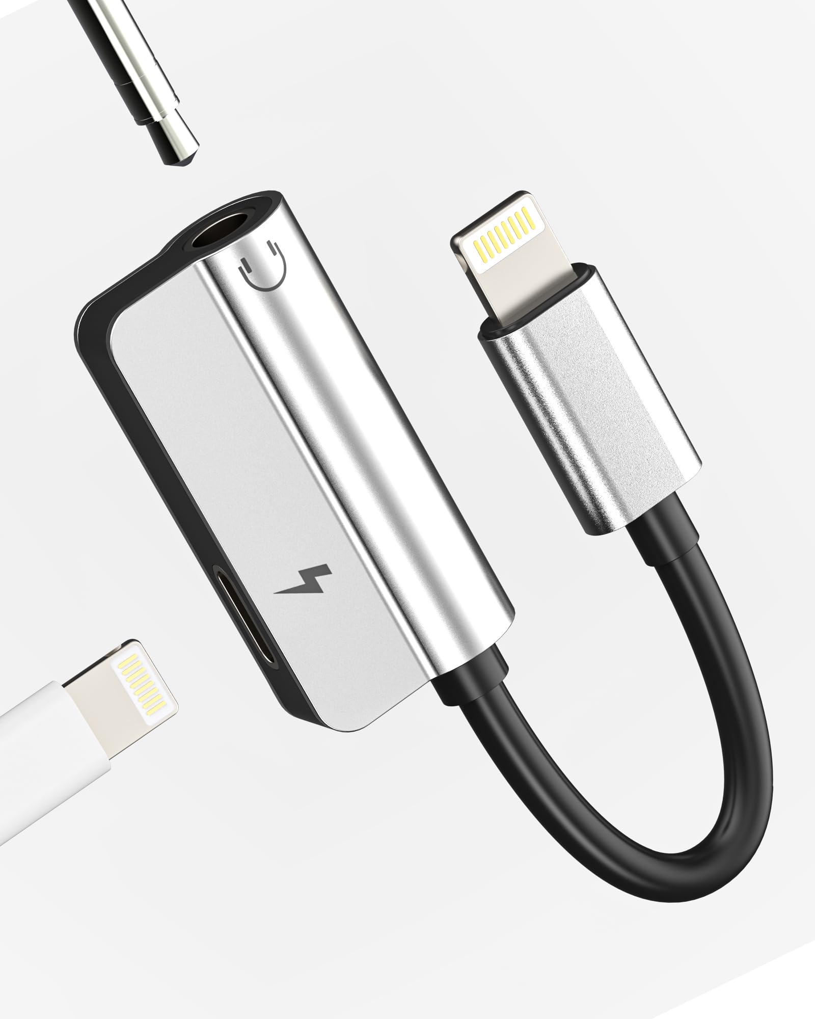 Lightning to 3.5mm Audio Jack Adapter(2 in 1)for iPhone 14 Charger Headphone Car Aux Cable Splitter for Apple MFi Certified Adaptor for iPad pro Charging Connector Earphone Dongle Accessori Converter