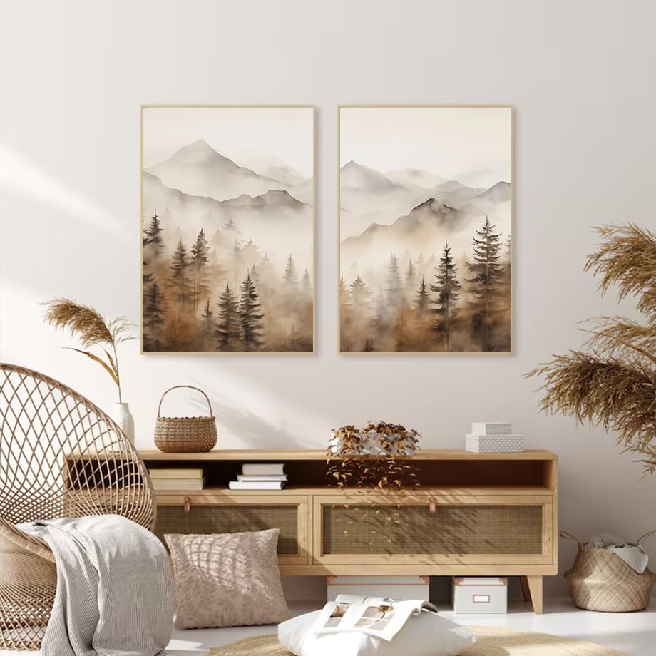 Affiche forêt et montagne aquarelle | Cadeau idéal pendaison de crémaillère