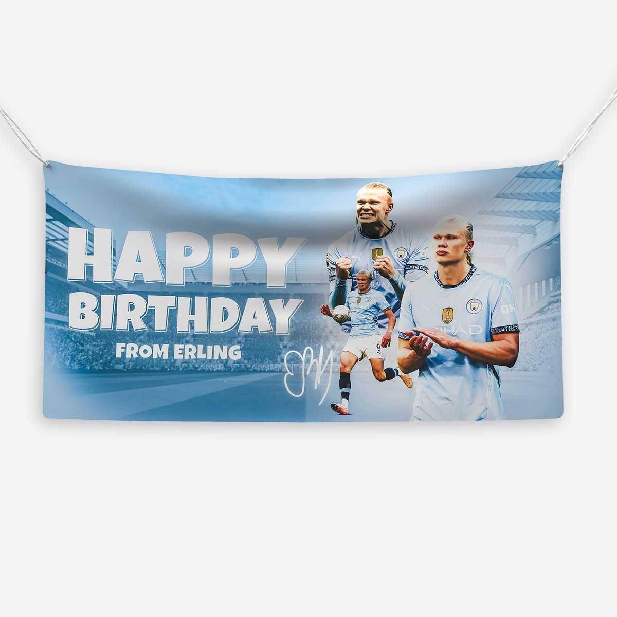 Erling Haaland Birthday Banner Poster Manchester City Football Theme Large Party Backdrop with Star Player Print Ideal for Kids & Adults Football Fans (multi)