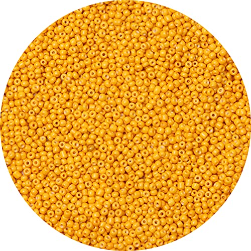 Yholin 10000pcs Dark Yellow Glass Seed Beads Bulk, 2mm 12/0
