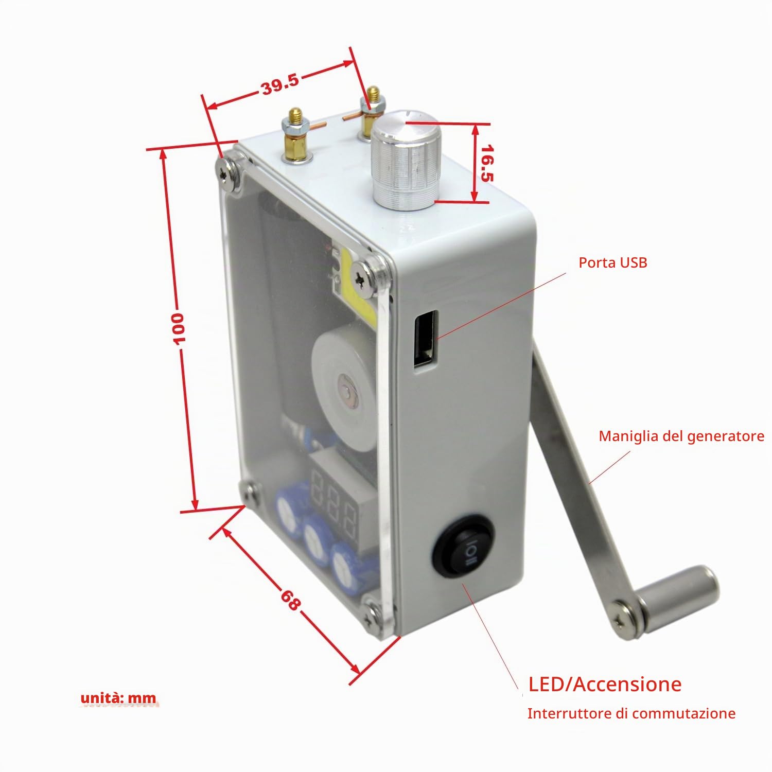 Gikfun Generatore a manovella, caricatore USB portatile di emergenza con luce COB e accendino, luce di sopravvivenza compatta per campeggio, escursionismo, blackout e preparazione alle emergenze