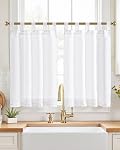 JINCHAN Tier Rideaux Linge de maison Texturé Petit Rideau de café Rideaux longs pour kit de traitement de la fenêtre de cuisine 24 Pouces 2 Panneaux Cluster léger, rideaux de café, lavable en machine, ferme, cuisine, salles de bains, buanderie, petite fenêtre, sur l'évier