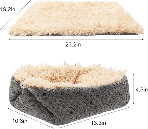 Miniatura 4 de PUPTECK Tapete de cama para gatos con autocalentamiento peludo, plegable, convertible, térmica, para saco de dormir, cómodo tapete térmico para
