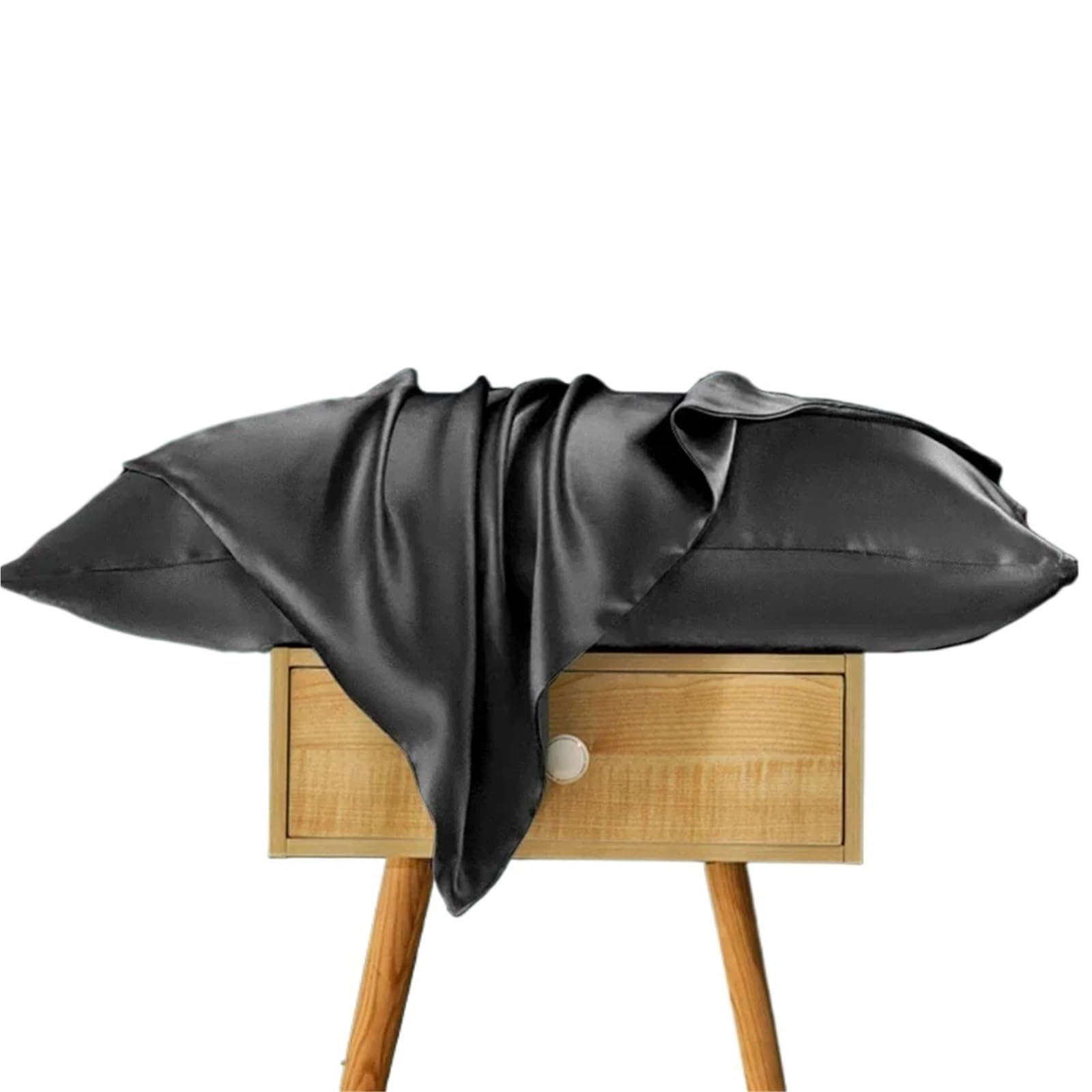 Both Side Pure Silk Pillowcase 6A Grade Mulberry Pillow Case with Hidden Zipper 60x70cm for Bedding(Black)