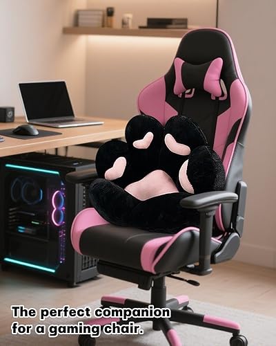 Miniatura 2 de MOONBEEKI - Cojín de pata de gato para silla cómoda kawaii, cojines de felpa para asiento con forma de almohada perezosa para silla de juegos, 28 x