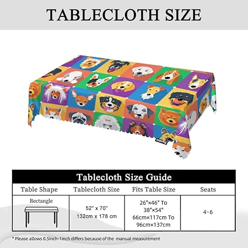 Miniatura 5 de Swono Mantel rectangular decorativo con icono de perro, cabeza de cachorro, caniche, pastor, terrier, labrador, mantel de poliéster para cocina,