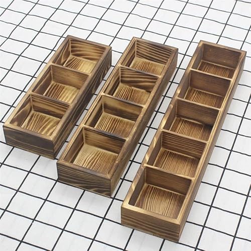 Miniatura 5 de Leadigol Caja de bolsa de té de madera, organizador de cajones de 3 partes con divisores, organizador de almacenamiento de té y alimentos,