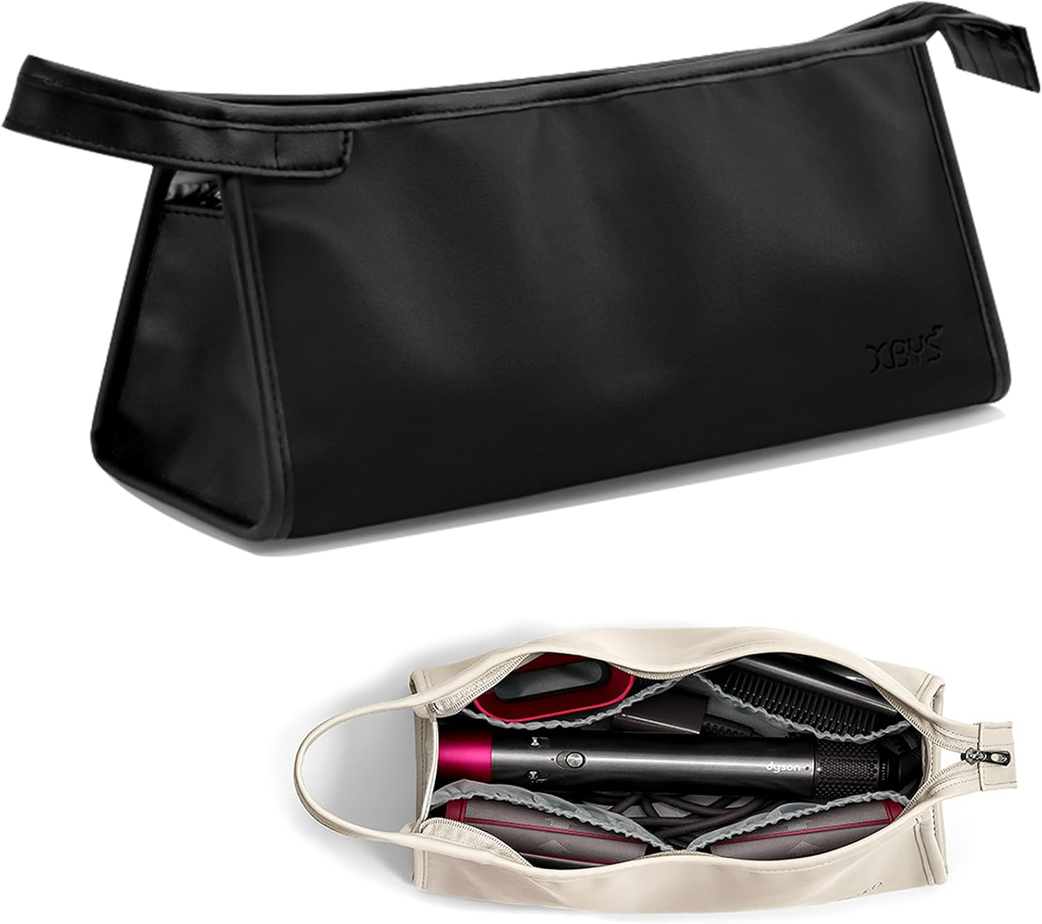 Veki Sac de Rangement pour Dyson Airwrap Styler et Bigoudi Accessoires, Sac de Voyage Compatible avec Sèche-Cheveux Dyson Supersonic, Étui de Rangement pour Sèche-Cheveux (Noir, Triangle)