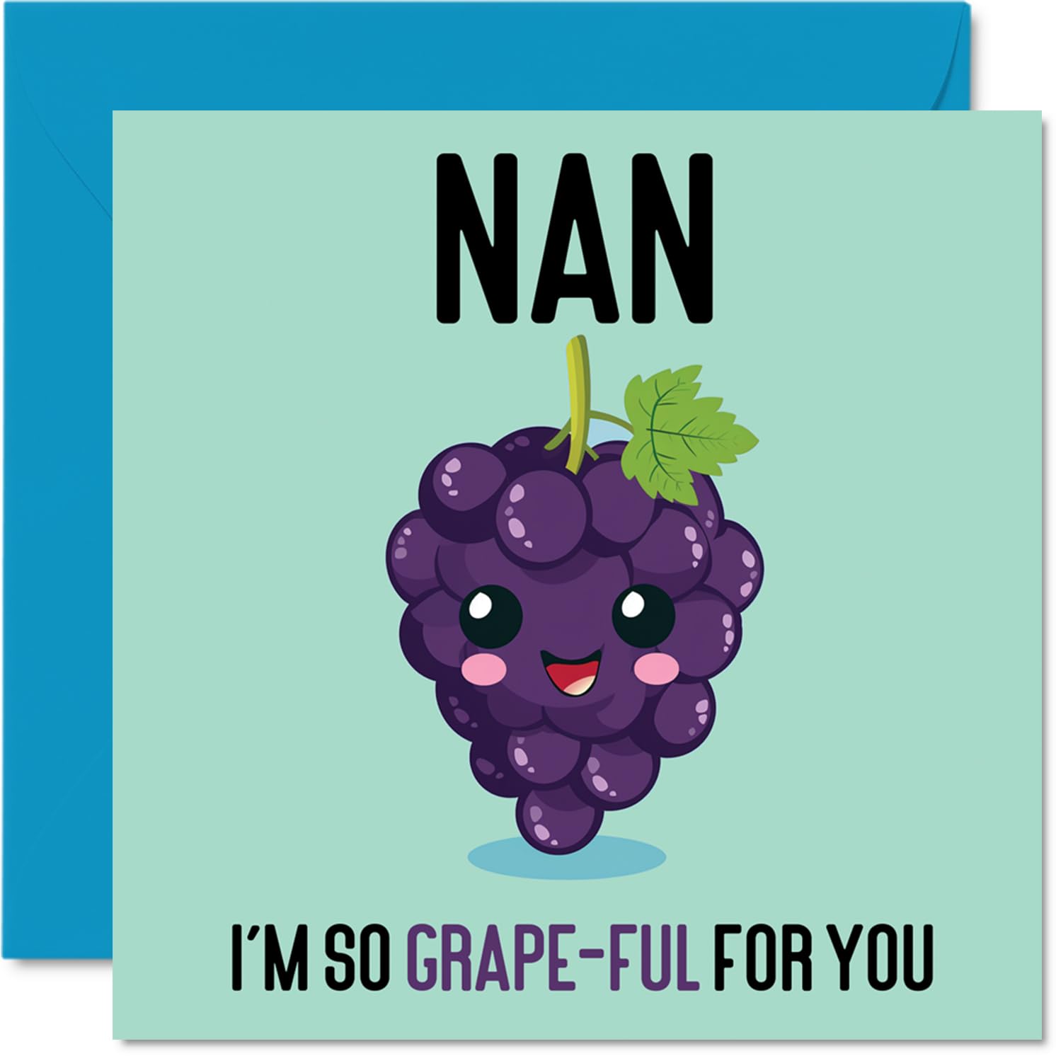 Thank You Cards for Nan - Grape-Ful - Funny Happy Birthday Card for Nan from Grandson Granddaughter, Nanny Birthday Gifts, 145mm Joke Greeting Cards Women Her