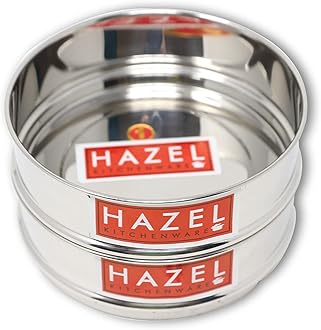 Hazel Alfa Stainless Steel Stackable Seperator, Cooker Dabba for 3 LTR Pressure Cooker - 13 cm, Set of 2