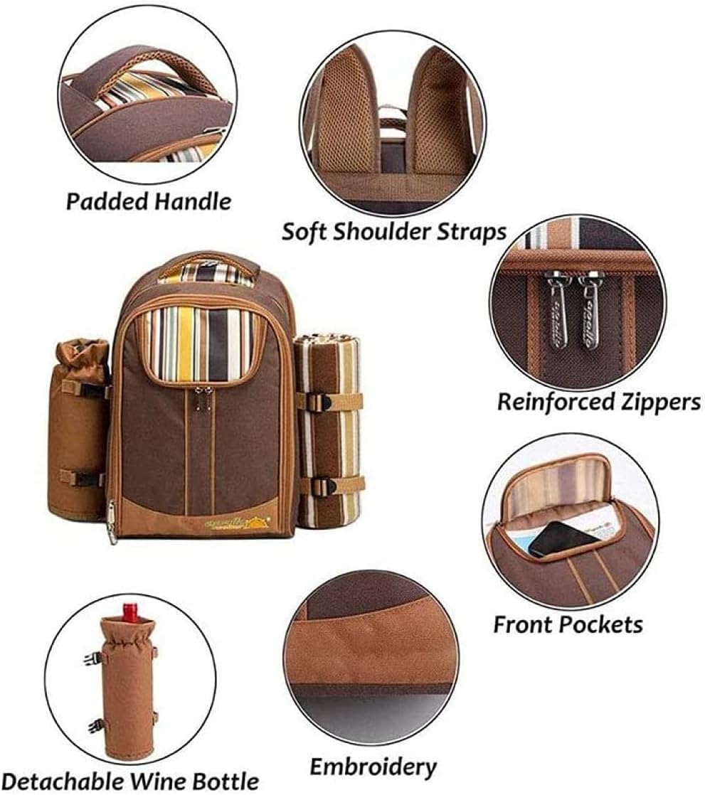 Picnic Backpack, Portable Outdoor Capacity with Large Capacity Mobile Heat Preservation Bag for Camping Grill Family Outdoor Activities