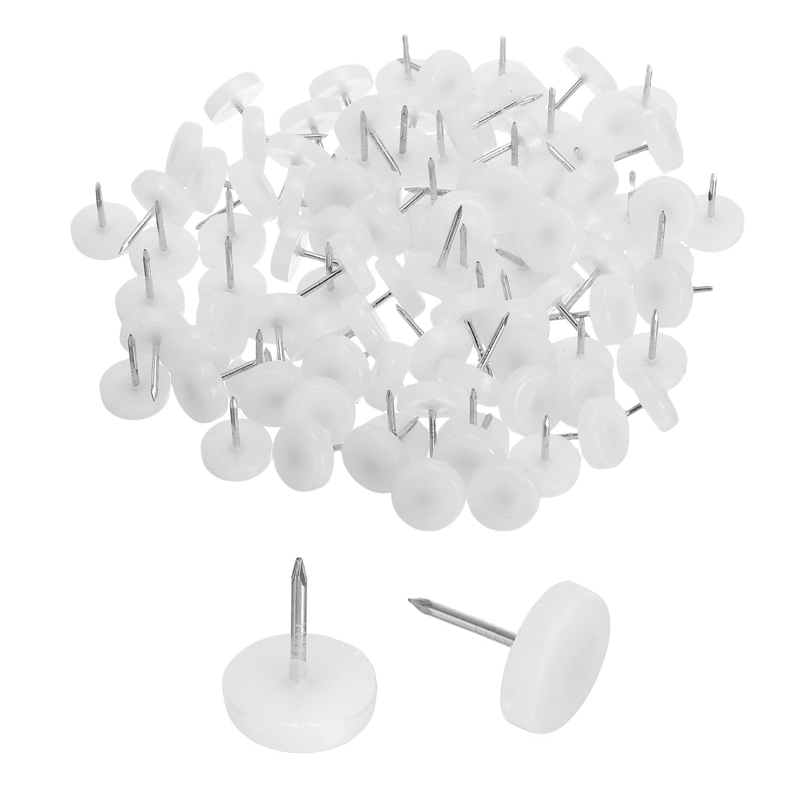 sourcing map 100Pcs Furniture Sliders, 14mm Round Plastic Furniture Glides Nail-on Pads, Hardwood Floor Protectors for Chair, Table, Desk, Cabinet Leg, White