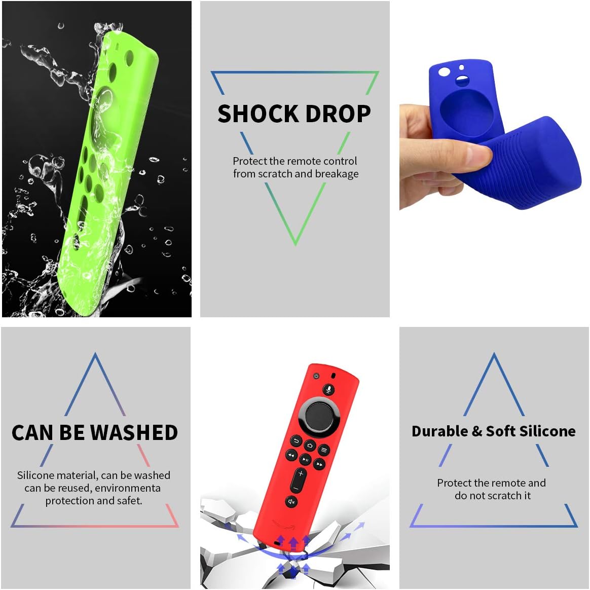 [4PCS] Case for Firetv Remote,Firestick Remote Cover, Silicone Cover Case for TV Firestick 4K / TV 2nd Gen(3rd Gen) Remote-Light Weight/Anti Slip/Shock Proof (Glow Green+Glow Blue+Dark Blue+Red)