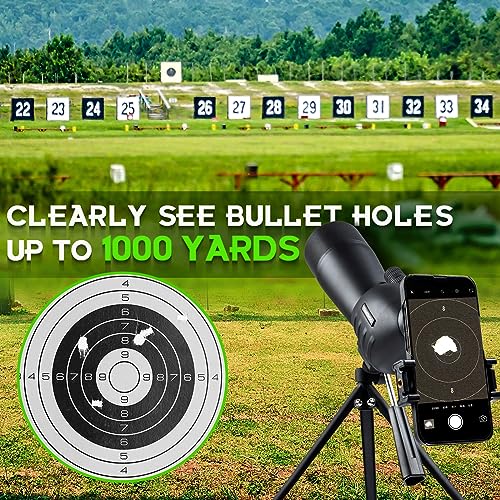 Image of 25-75 X 60 Spotting Scope with Tripod Phone Adapter Monocular Telescope Spotting Scopes for Target Shooting Hunting Bird Watching Black