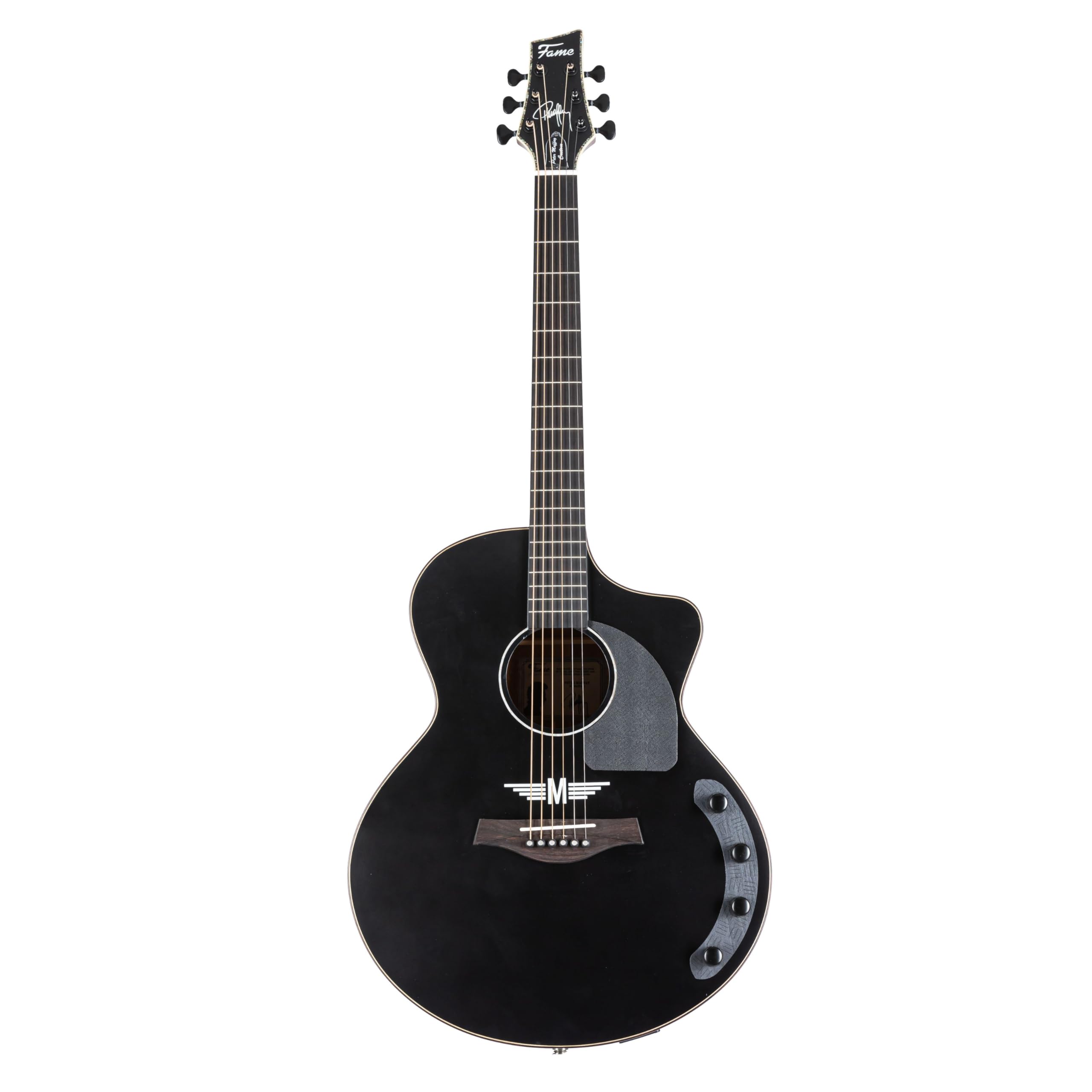Fame Signature Westerngitarre, Grand Auditorium Cutaway, massive Fichtendecke, Mahagoni-Korpus, Custom Electronics Preamp, 6 Saiten, inkl. Gigbag, mattes Finish, 43mm Sattelbreite