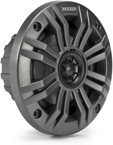 Miniatura 2 de KICKER KM4 - Altavoces coaxiales marinos de 4 pulgadas (3.937in) con tweeters de 12 pulgada (0.512in), 4 ohmios, parrillas blancas y carbón