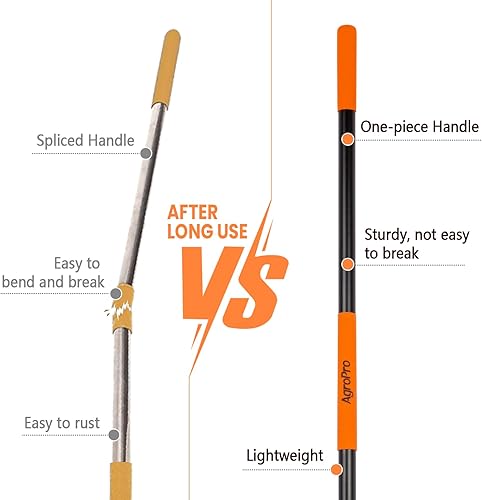 Miniatura 3 de Rastrillo de jardín para césped resistente, rastrillo de metal de 14 dientes con mango grueso de fibra de vidrio, 58 pulgadas