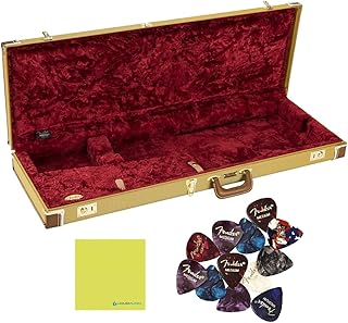 Liquid Audio - Fender Classic Series Wood Case StratocasterÂ®/TelecasterÂ®, Tweed Bundle w/ 12x Fender Picks Polishing Cloth