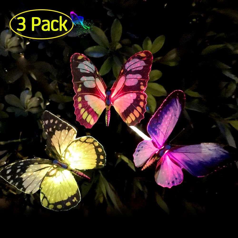 2019 Best Solar Butterfly Garden Decorations Outdoor Decorative, 3 Pack of Purple Blue Yellow.