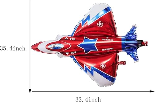 Miniatura 2 de Globos grandes de avión de caza con dibujos animados para fiesta voladora de feliz cumpleaños, globo de papel de aluminio con estrella para niños y