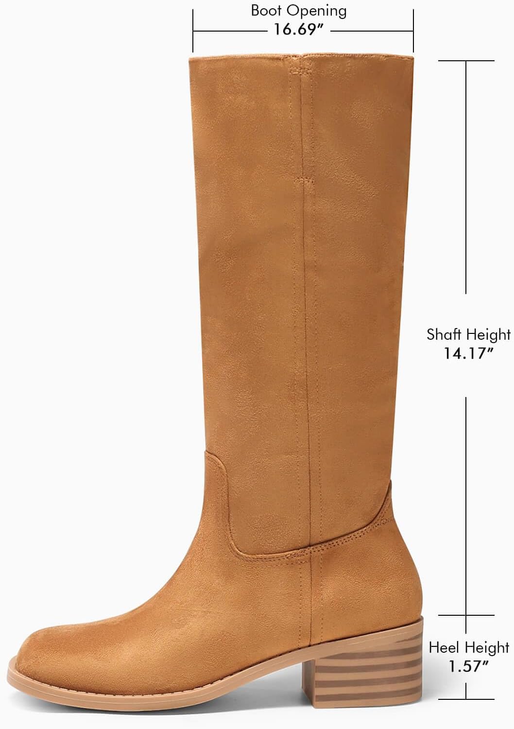 Coutgo Women's Knee High Boots Square Toe Chunky Block Heel Tall Boots Comfortable Low Heel Shoes image 2