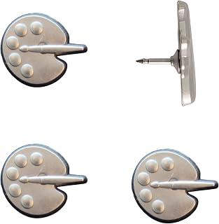 Painters Palette Push Pins - Silver Paint Palette Map Pins for Artists for Cork Boards, Maps, or Lapel Use - Designed in USA - Set of 4