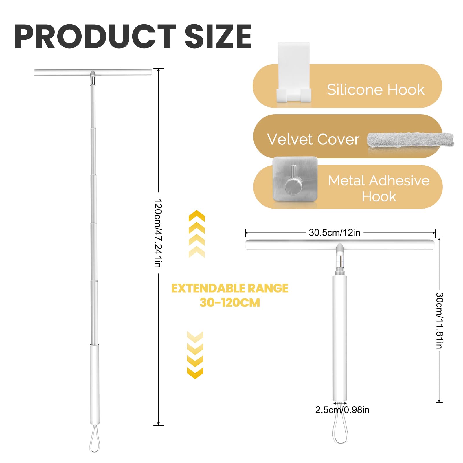 Tergivetro Per Doccia Retrattile - 120 Cm, Lama In Silicione, Senza Aloni, Per Vetri E Specchi - Foto 3