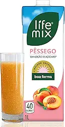 LIFE MIX - Suco de Pêssego Natural Baixa Caloria - Sem Adição de Açúcares, Sem Conservantes e Corantes, Vitaminas C e D, Cálcio, Fibras e Ácido Fólico - Vegano - 1L