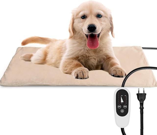 NICREW Pet Heating Pad with Auto Shut Off, Electric Pet Heated Bed Mat for Cats and Dogs, Temperature Adjustable, MET Safety Listed