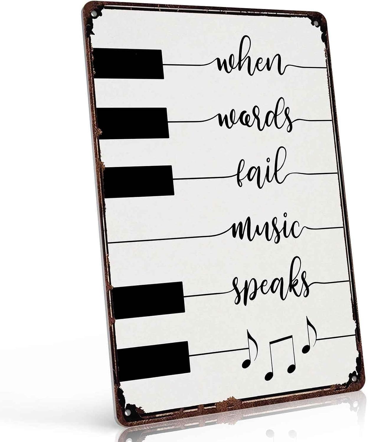 Vintage Rustic Retro Wall Art Piano Note Quote Metal Signs For Outside