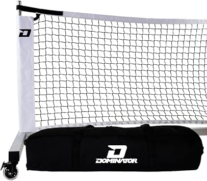 Dominator Standard Portable Pickleball Net - Indoor/Outdoor Regulation Pickleball Net - USAPA Compliant Pickleball Net on Wheels - System Includes Rolling Storage Bag & Locking Wheels