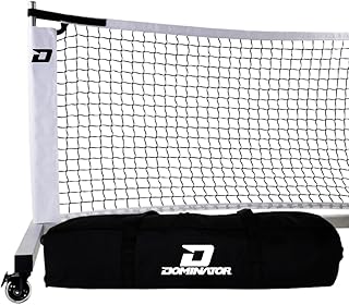 Dominator Standard Portable Pickleball Net - Indoor/Outdoor Regulation Pickleball Net - USAPA Compliant Pickleball Net on Wheels - System Includes Rolling Storage Bag & Locking Wheels