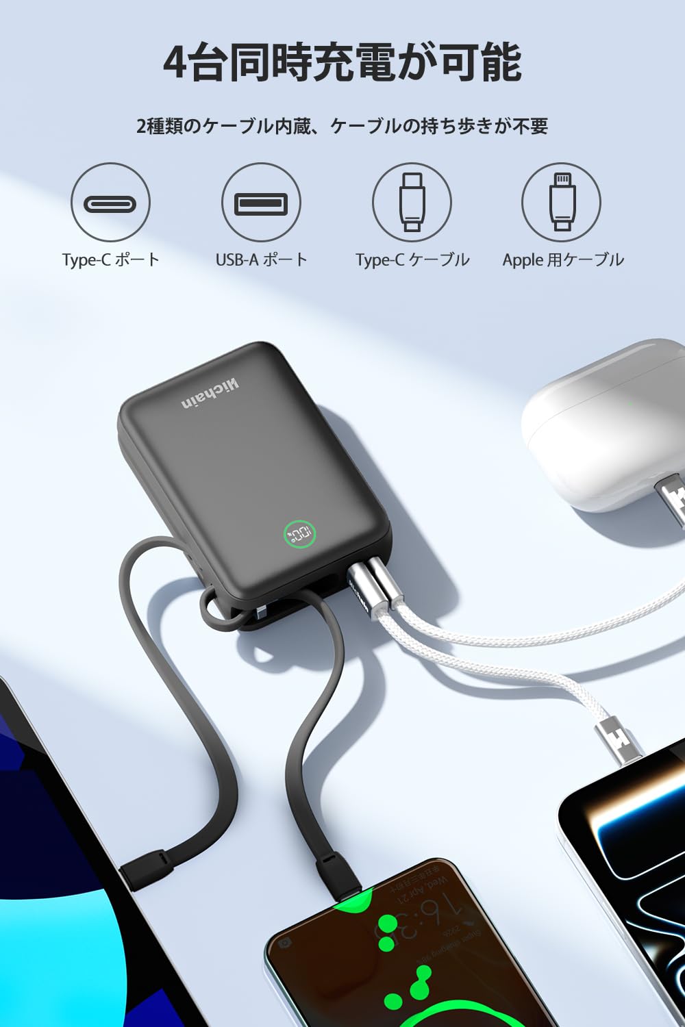Hichain Power Bank 20000mAh 35W Power Bank Alta Velocidad con Pantalla Digital Dual Port Compatible con iPhone 16/15/14/13/12, Samsung, iPad Gris