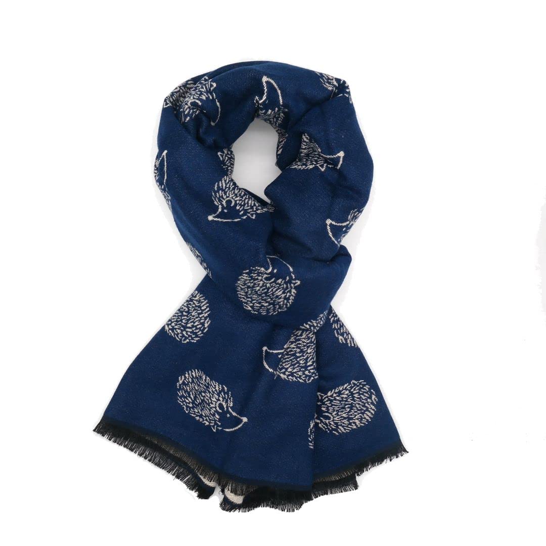 Lilyrosa Blue Hedgehog Winter Scarf Reversible Blanket Shawl Scarfs Large (Blue)