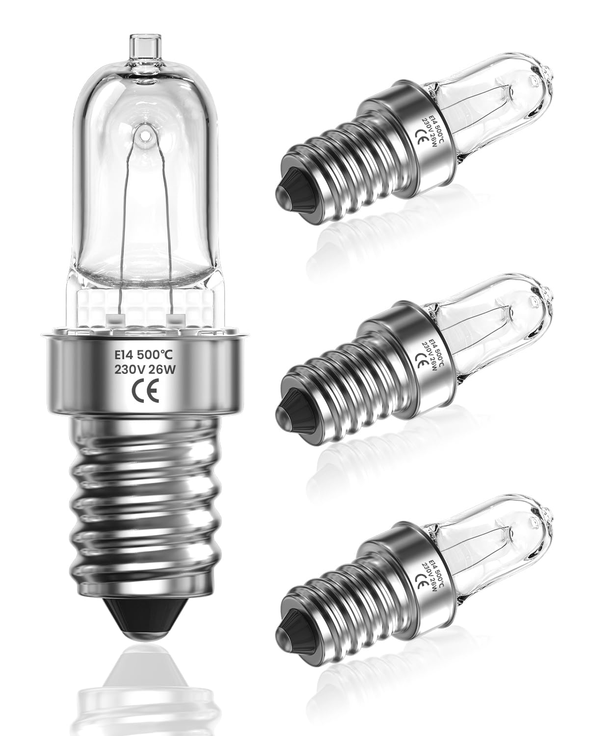 LumiGo 4X Bombilla para Horno E14 500 Grados, Bombilla Horno E14 26W Regulable Blanca Cálida 2700K Bombilla de Horno E14 AC 230V para Horno, Microondas, Lámpara de sal, Campana Extractora, Nevera