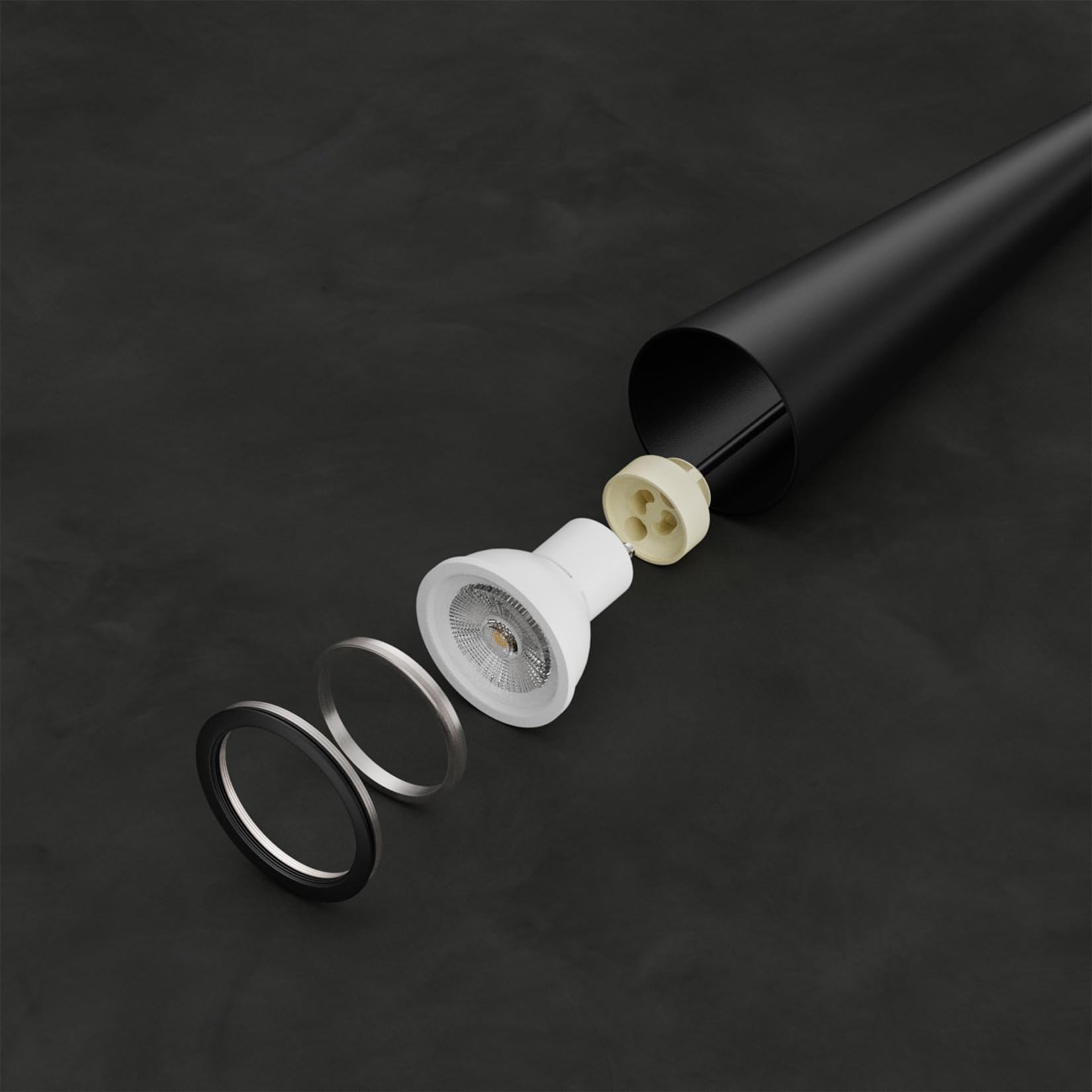 K-Bright 2 pezzi lampada a Sospensione ristorante, 5W Lampadina Gu10, Regolabile In Altezza lampada a sospensione moderna per cucina soggiorno tavolo da letto, luce bianca calda 3000K(Nero)