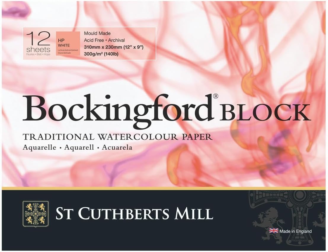 Bockingford Watercolour Block 140lb/300gms 9x12/228x305mm Hot Press