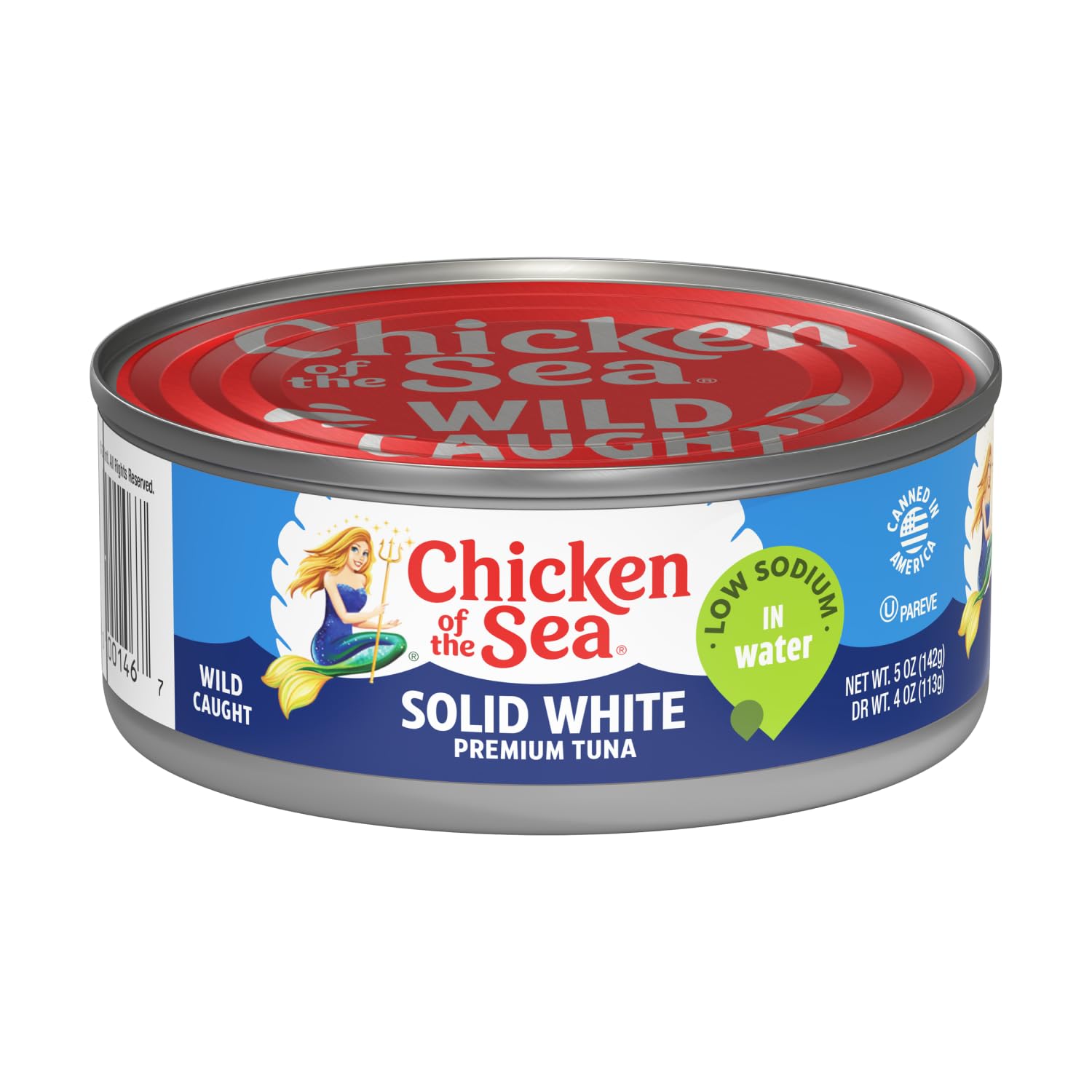 Chicken of the Sea Wild Caught Low Sodium Solid White Albacore Tuna in Water, 5 oz Cans, 12-Count – High Protein 100% Classic Low Sodium Tuna in Water – Delicious, Easy, Nutritious Ready to Eat Meals