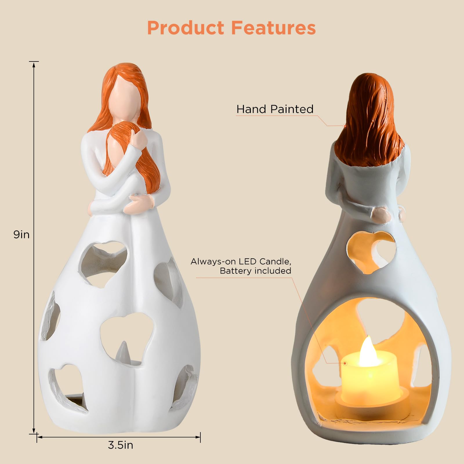 Regalos para mamá de hija, regalos de Navidad para mamá, estatua con vela LED, regalos para el día de la madre para mamá, regalos para madres para mujeres, regalos para mamá, regalos para mamá